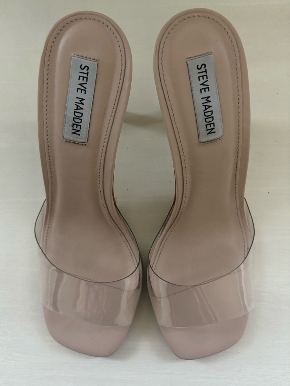 Steve Madden Cinderella Heels Clear with Nude Bottom Size 9 “Tolly” Shoe